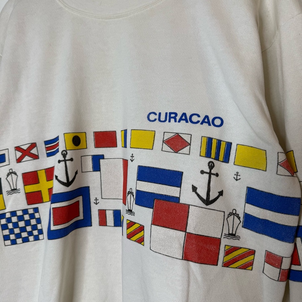 True Vintage Set Sail Curaçao Flag Crewneck Pullover size medium - Picture 7 of 10